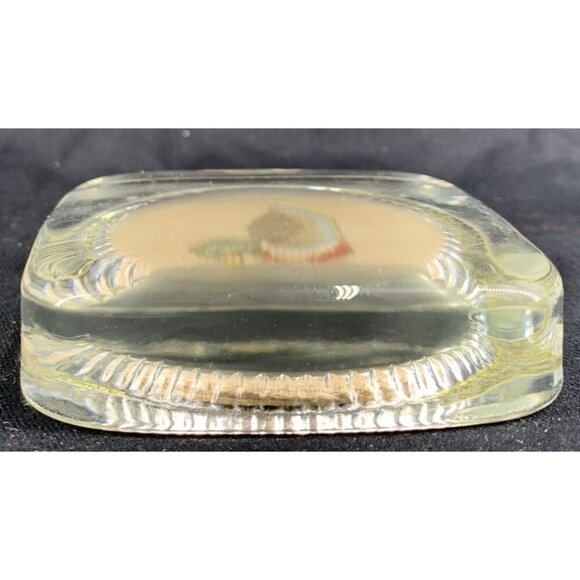 Needlepoint Duck Glass Paperweight 3.25" Square Vintage - Picture 6 of 7